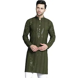 jompers Men's Sequins Chikankari Embroidered Kurtas-picture-14