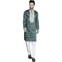 jompers Men's Sequins Embroidered Kurta Pyjama Set.-picture-23