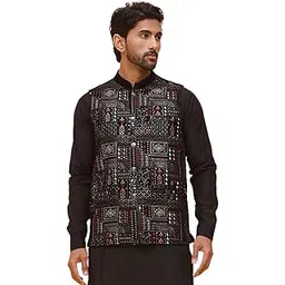 jompers White Embroidered Silk Blend Nehru Jacket for Men-picture-44