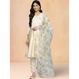 Jompers Women Floral Printed A-Line Kurta with Trouser & Dupatta-picture-35