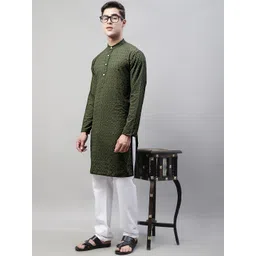 jompers Men Self Design Pure Cotton Straight Kurta image 5