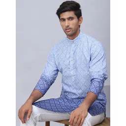jompers Men's Ombre Pure Cotton Straight Kurta image 5