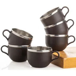 jony Pack of 6 Plastic, Steel Premium Quality Chai, Tea & Coffee Cup Set - Elegant & Durable for Daily Use-picture-23