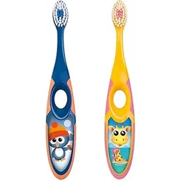 Jordan Baby Soft Bristles With Traveling Case Bpa-Free Manual Toothbrush Gentle To Teeth And Gums For 3-5 Years (Random Colour)-Pack Of 2,Yellow-picture-21