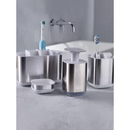 Joseph Joseph White & Silver-Toned Solid EasyStore Steel Toothbrush Caddy-picture-19