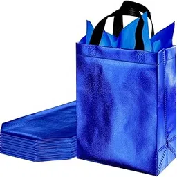 JOURNEY JOY Pack of 10 Pcs Metallic Laminated Non-Woven Reusable Eco-Friendly Party Return Gift Bags (ROYAL BLUE) MEDIUM 10x12x4-image-7
