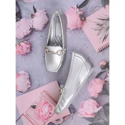 Jove Women Textured PU Loafers-picture-31