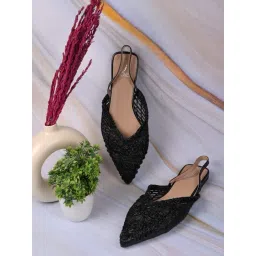 Jove Women's Black Sling Back Sandals-picture-32