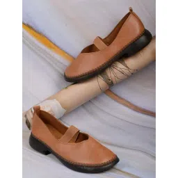 Jove Women's Camel Mary Jane Shoes-picture-36