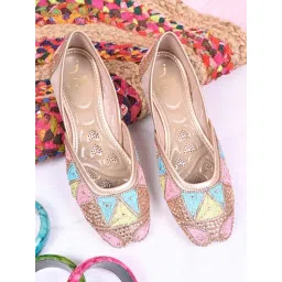 Jove Women's Rose Gold Ethnic Juttis-picture-14