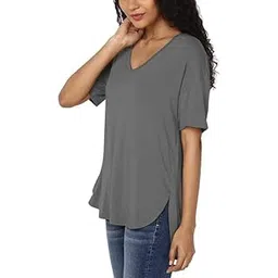 jovo Pure 100% Cotton Oversized Loose Baggy Fit Round Neck with Drop Shoulder Half Sleeves Boyfriend T-Shirt Combo for Women & Girls NJ9-picture-56