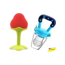 Joy Buzz Baby Silicone Fruit Teether & Fruit Feeder Combo - Red & Blue-picture-23