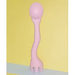 Joy Buzz Baby Training 2 In 1 Silicone Giraffe Shape Spoon and Fork - Pink-picture-19