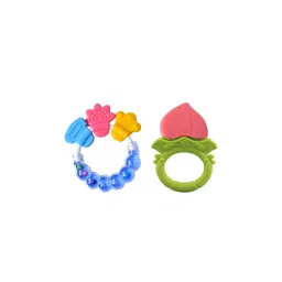 Joy Buzz Kids Set Of 2 Baby Rattle & Fruit Teether - Blue & Peach Colored-picture-22