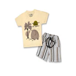 Joy Kids Boys Brown Printed T-shirt With Shorts Clothing Set-picture-11
