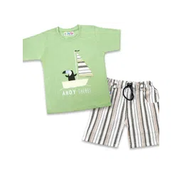 Joy Kids Boys Printed Round Neck Pure Cotton T-shirt with Shorts Clothing Set-picture-23