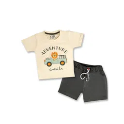 Joy Kids Boys Printed Round Neck Short Sleeves Pure Cotton T-shirt & Short-picture-35