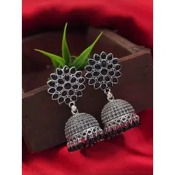 Joy of Jewels Women Silver-toned Jhumka Earrings-picture-40