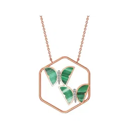 Joyalukkas 18k (750) Purity Rose Gold Dual Green Flutter Diamond Pendant-picture-27