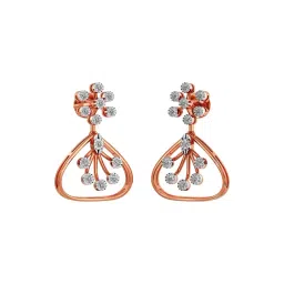 Joyalukkas 18k (750) Purity Rose Gold Floral Sparkle Triangle Diamond Earrings-picture-10
