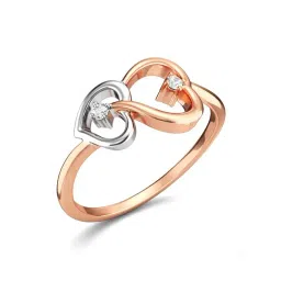Joyalukkas 18k Rose Gold & Diamond Fluttering Couple Heart Ring for Women-image-29