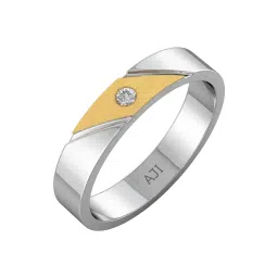 Joyalukkas 18k White Gold & Diamond Diagonal Gold Elegance Ring for Men-image-6