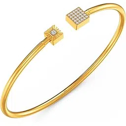 joyalukkas 22K (916) Purity Square Sparkle Golden Bangle For Women-picture-16