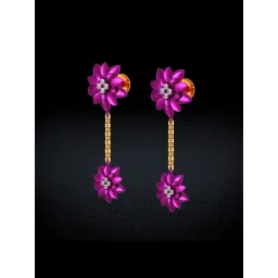 Joyalukkas Gold 22K Pink Coneflower Shaped Dangler Earrings for Women-picture-39
