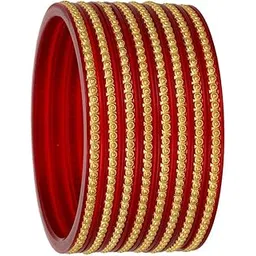 Joyeria Fashion Women and Girls Micro Plating Gold Plated Traditional Bangles (Set of 8)-picture-24