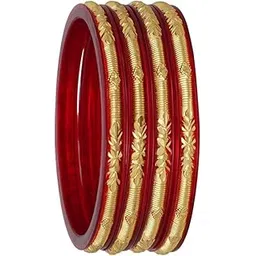 Joyeria Fashions Women & Girls Traditional Gold Plated Designer Bangles Jewellery (Pack of 4)-picture-17