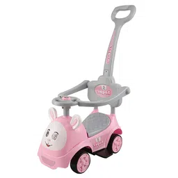 JoyRide 3 in 1 Push Car Bunny Roger Rideon with Removable Parental Handle Guardrails Rideons & Wagons Non Battery Operated Ride On - PINK-picture-11