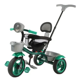 JoyRide Speedo Pro Tricycle Rotating Seat Tricycle with Music and Light Dual Storage Basket -Parental Handle  Footrest Backrest Safety Harness for Kids Boys - Girls Age 2 to 4 Years Tricycle - Green-picture-11