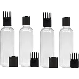 JOYUS Hair Root Applicator Bottle For Applying Hair Oil Shampoo and Medicine, Oil Applicator Bottle For Scalp and Body, 100ml Applicator Hair Root Bottle, Transparent Bottle, Black Cap, Pack of 4-picture-16