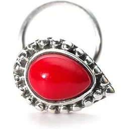 jsaj Stone Nose Pin Wire Nose Pin in Pure 92.5 Sterling Silver-picture-30