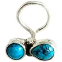 jsaj Unique Dual Ruby,Green,Turquoise Stone Ethnic Nose Pin in 92.5% Sterling Silver Nosepin For Girls And Women-picture-50