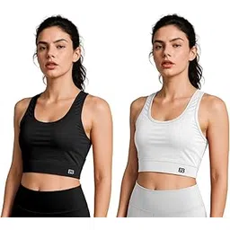 JSK Lifestyle Collection 2 Combo Polyamide High Elasticity Anti-Sweat Non-Wired Non-Padded Full Coverage Sports Bra for Women-picture-17