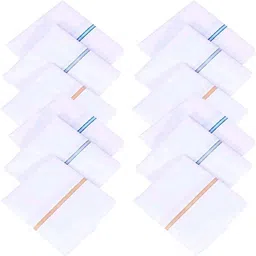 JSR Set of 12 pcs Premium Quality Hankies for Men's/ Boy's Pure Cotton White Colour With Border Hankies/ Hanky/ Handkerchief ["White"] Handkerchief-picture-15