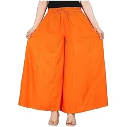 jubilate Women's Rayon Loose Fit Flared Wide Leg Palazzo Pants Soft Plain/Solid Design with Drawstring Elastic-picture-39