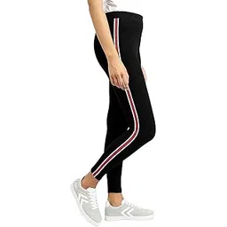 jubination Legging Womens Girls Cotton Lycra Black Colour Leggings Ankle Length Workout Trousers | Stretchable Striped Jeggings-picture-17