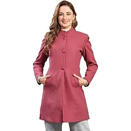 juelle Winterwear Beige Solid Mock Neck Longline Womens Coat-picture-30