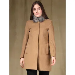 Juelle Women Mock Collar Single-Breasted Longline Wool Overcoat-picture-19