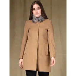 Juelle Women Mock Collar Single-Breasted Longline Wool Overcoat-picture-17