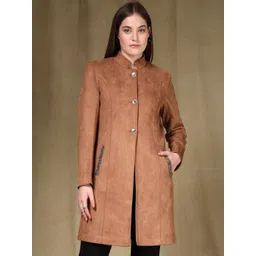 Juelle Women Mock Collar Single-Breasted Woollen Longline Overcoat-picture-16