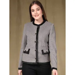 Juelle Women Self Design Mock Neck Single-Breasted Pea Coats-picture-32