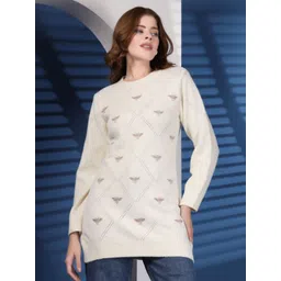 Juelle Women Self Design Woollen Longline Pullover Sweaters-picture-15