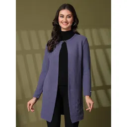 Juelle Women Tie-Up Neck Embroidered Longline Shrug-picture-18