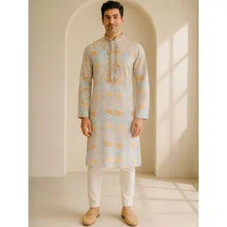 Jugg Jugg Jeeyo Men Multi Color Self Design Regular Fit Full Sleeve Kurta Set-picture-11