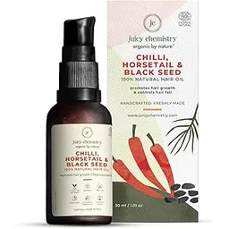 Juicy Chemistry Chilli, Horsetail & Blackseed Hair Growth Oil, 30 ml | Enriched with Rosemary Oil & Kalonji Oil to Control Hair Fall | Clinically Proven Hair Growth Oil with Natural DHT Blockers for Men & Women | For Healthy Hair, Scalp Nourishment & Hair Regrowth | Dermatologically Tested-picture-50