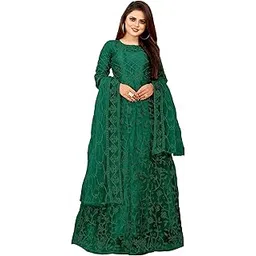 julee Women's Net Embroidered Semi-Stitched Long Gown (Green_Free Size)-Falak-picture-53