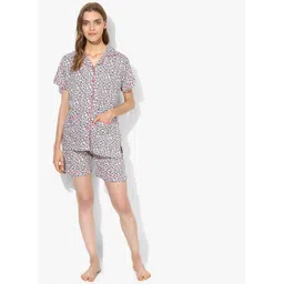 july nightwear Grey Printed Lounge Short Set-picture-30